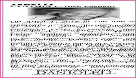 Obituary; Cynthia Zarelli Cause of Death