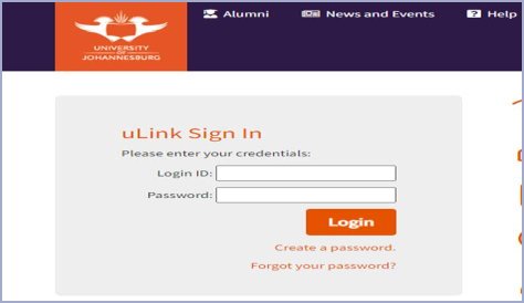 UNIVERSITY OF JOHANNESBURG -UJ- STUDENT PORTAL ULINK LOGIN